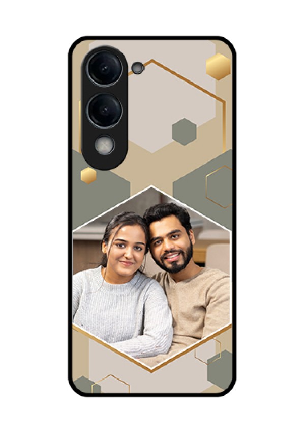 Vivo Y19 5G Custom Glass Phone Case - Stylish Hexagon Pattern Design