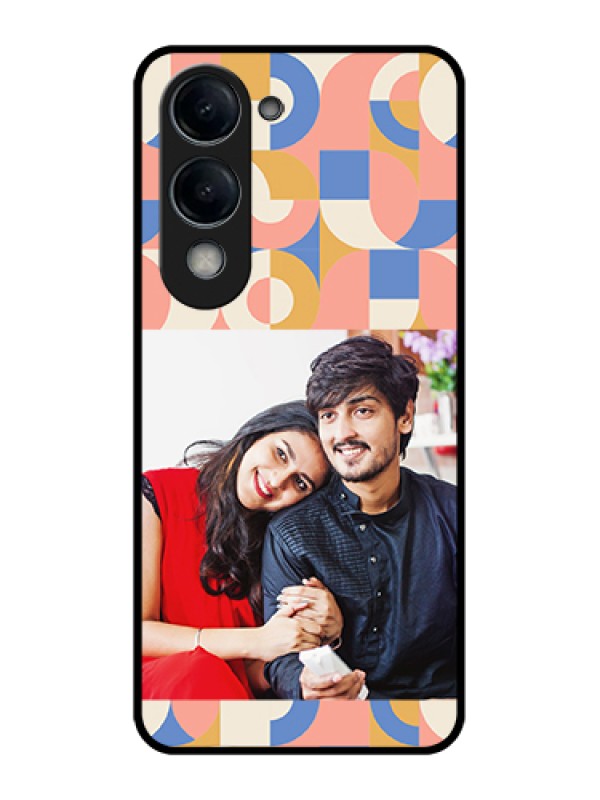 Custom Vivo Y19 5G Custom Glass Phone Case - Semi - Circle Maze Pattern Design