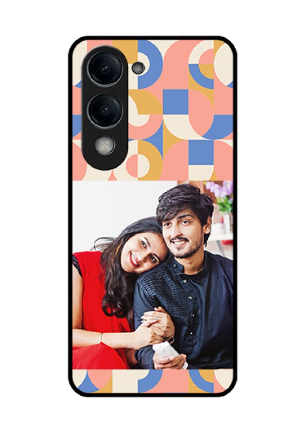 Vivo Y19 5G Custom Glass Phone Case - Semi - Circle Maze Pattern Design