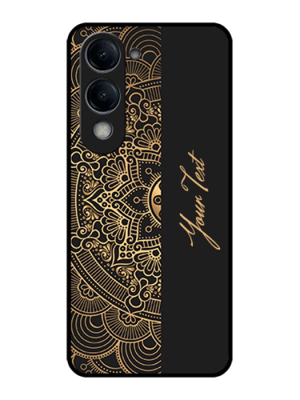Custom Vivo Y19 5G Custom Glass Phone Case - Mandala Art With Custom Text Design