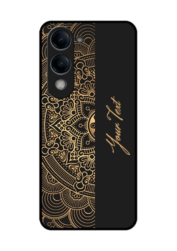 Vivo Y19 5G Custom Glass Phone Case - Mandala Art With Custom Text Design