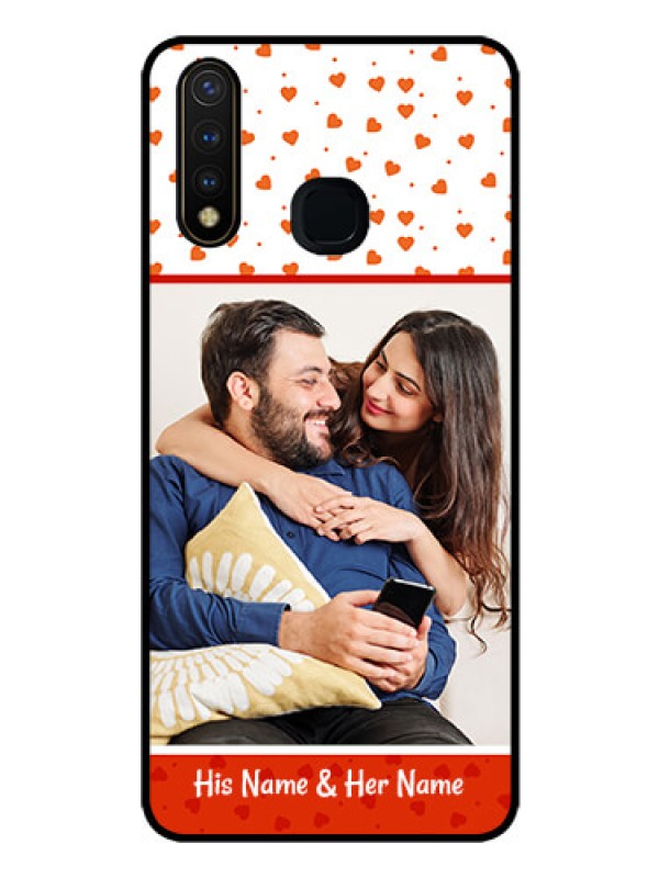 Custom Vivo Y19 Custom Glass Phone Case  - Orange Love Symbol Design