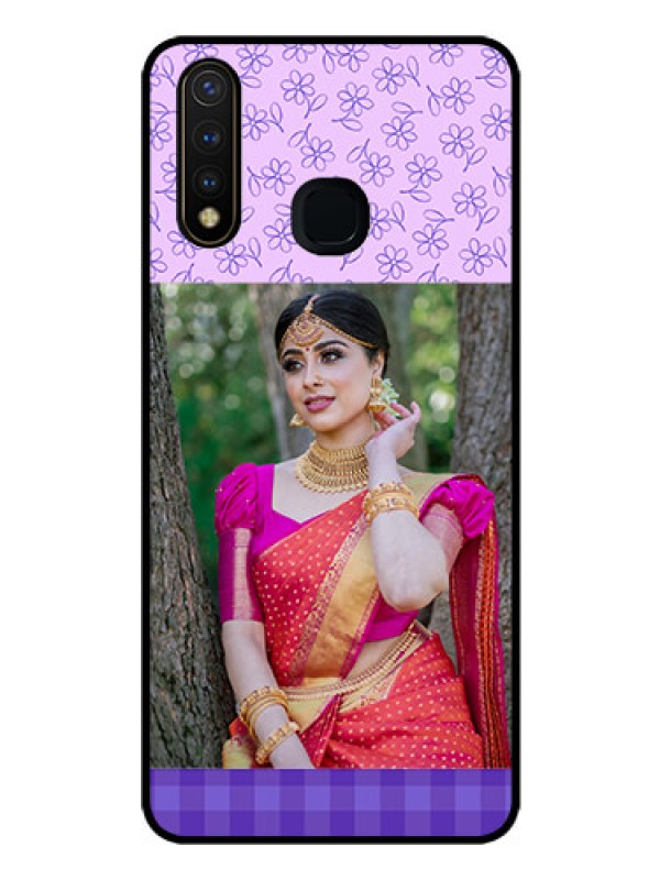 Custom Vivo Y19 Custom Glass Phone Case  - Purple Floral Design