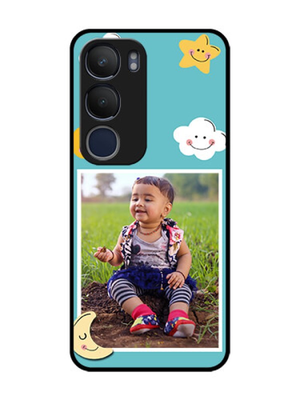 Custom Vivo Y19 Personalized Glass Phone Case  - Smiley Kids Stars Design