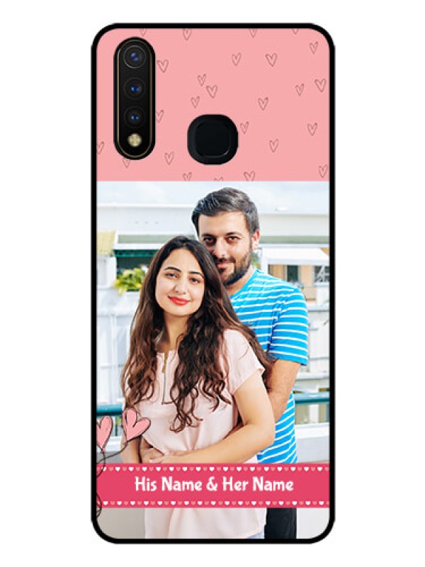 Custom Vivo Y19 Personalized Glass Phone Case  - Love Design Peach Color