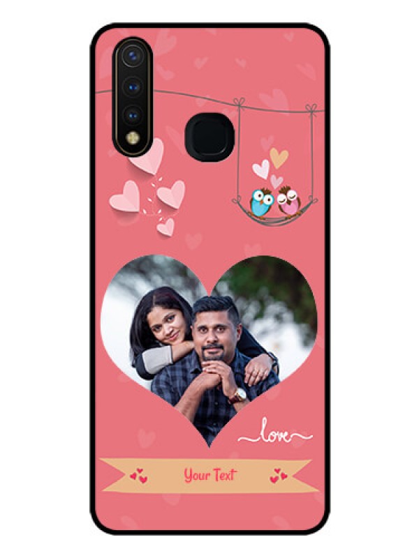 Custom Vivo Y19 Personalized Glass Phone Case  - Peach Color Love Design 