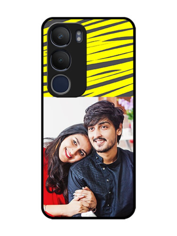Custom Vivo Y19 Photo Printing on Glass Case  - Yellow Abstract Design