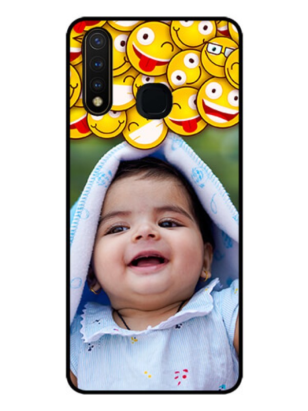 Custom Vivo Y19 Custom Glass Mobile Case  - with Smiley Emoji Design