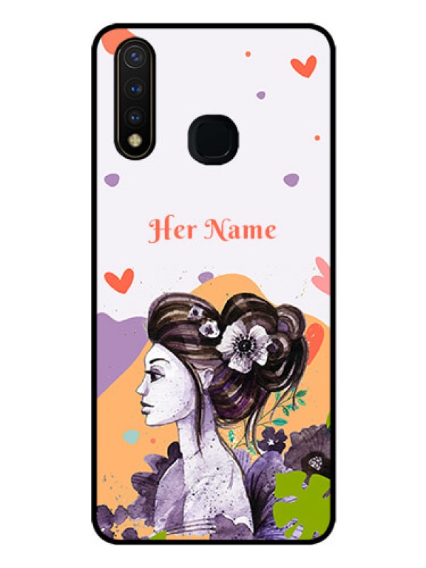 Custom Vivo Y19 Personalized Glass Phone Case - Woman And Nature Design