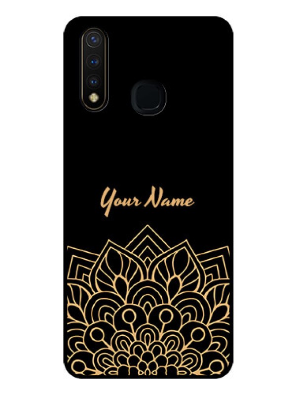Custom Vivo Y19 Custom Glass Phone Case - Golden mandala Design