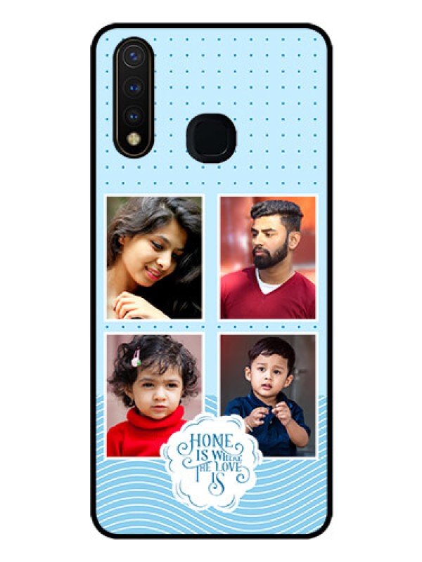Custom Vivo Y19 Custom Glass Phone Case - Cute love quote with 4 pic upload Design