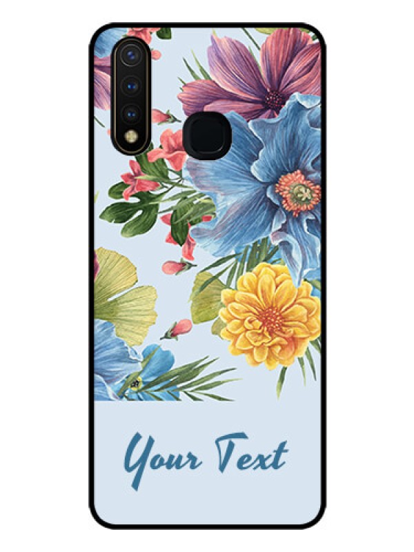 Custom Vivo Y19 Custom Glass Mobile Case - Stunning Watercolored Flowers Painting Design