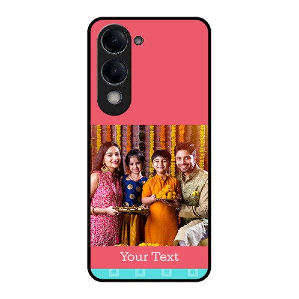 Vivo Y19e Custom Glass Phone Case - Peach & Blue Color Design
