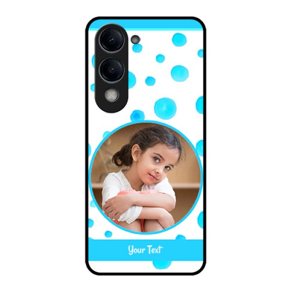 Vivo Y19e Custom Glass Phone Case - Blue Bubbles Pattern Design Vivo Y19e Custom Glass Phone Case - Blue Bubbles Pattern Design