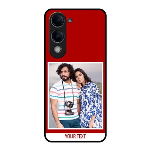 Vivo Y19e Custom Glass Phone Case - Red Color Design Vivo Y19e Custom Glass Phone Case - Red Color Design