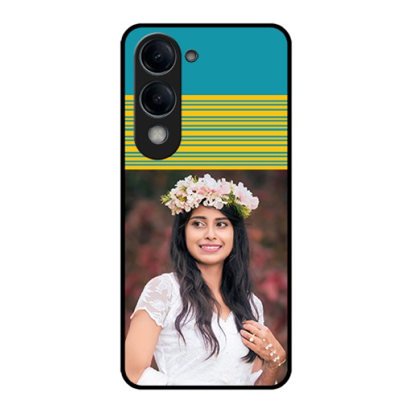 Vivo Y19e Custom Glass Phone Case - Yellow & Blue Design