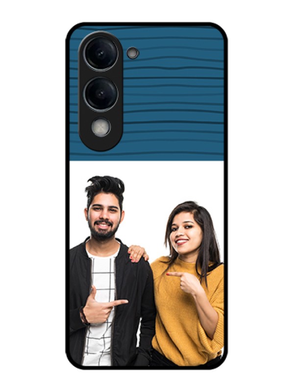 Custom Vivo Y19e Custom Glass Phone Case - Blue Pattern Cover Design