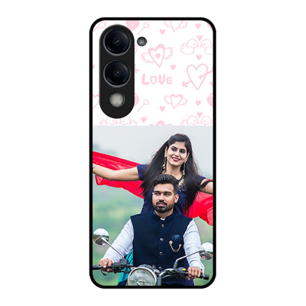 Vivo Y19e Custom Glass Phone Case - Pink Flying Heart Design