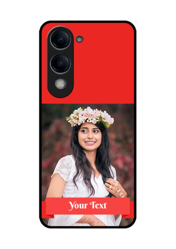 Vivo Y19e Custom Glass Phone Case - Simple Red Color Design