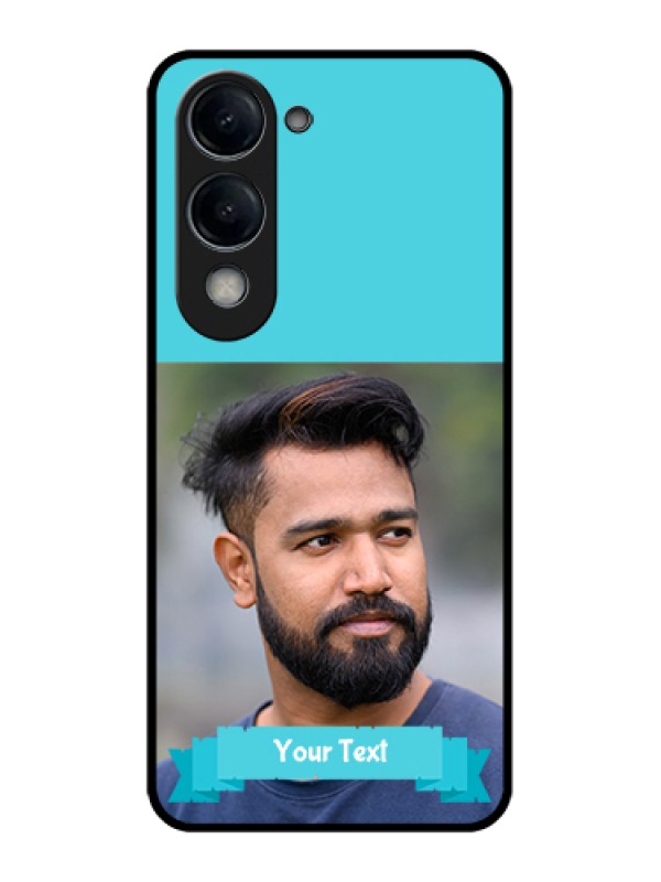 Custom Vivo Y19e Custom Glass Phone Case - Blue Color Design