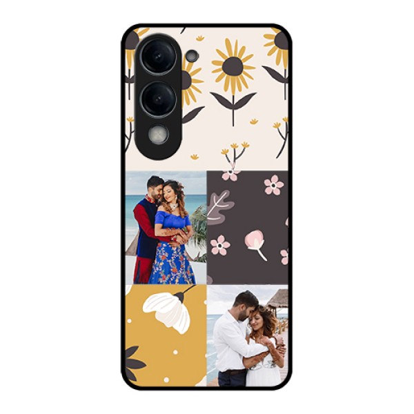 Vivo Y19e Custom Glass Phone Case - 3 Images With Floral Design Vivo Y19e Custom Glass Phone Case - 3 Images With Floral Design