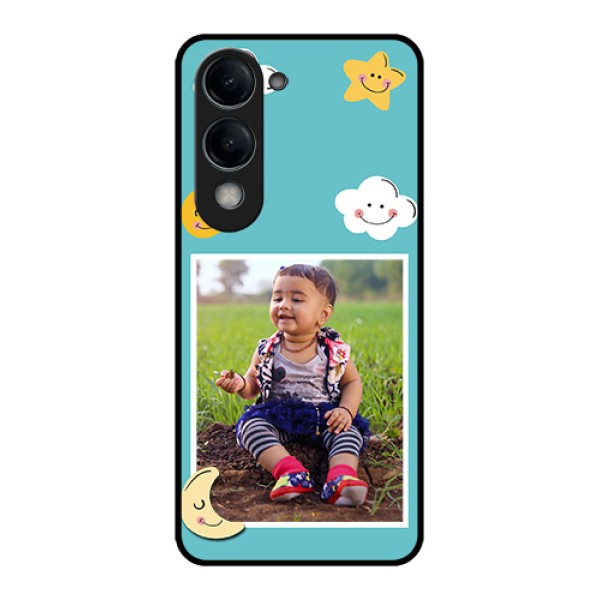 Vivo Y19e Custom Glass Phone Case - Smiley Kids Stars Design