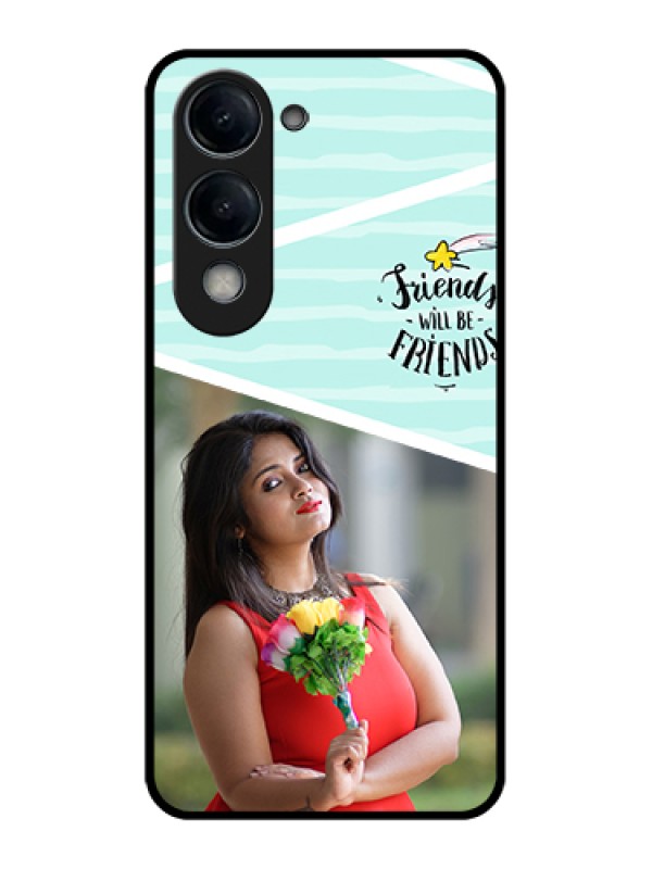 Custom Vivo Y19e Custom Glass Phone Case - Friends Picture Icon Design