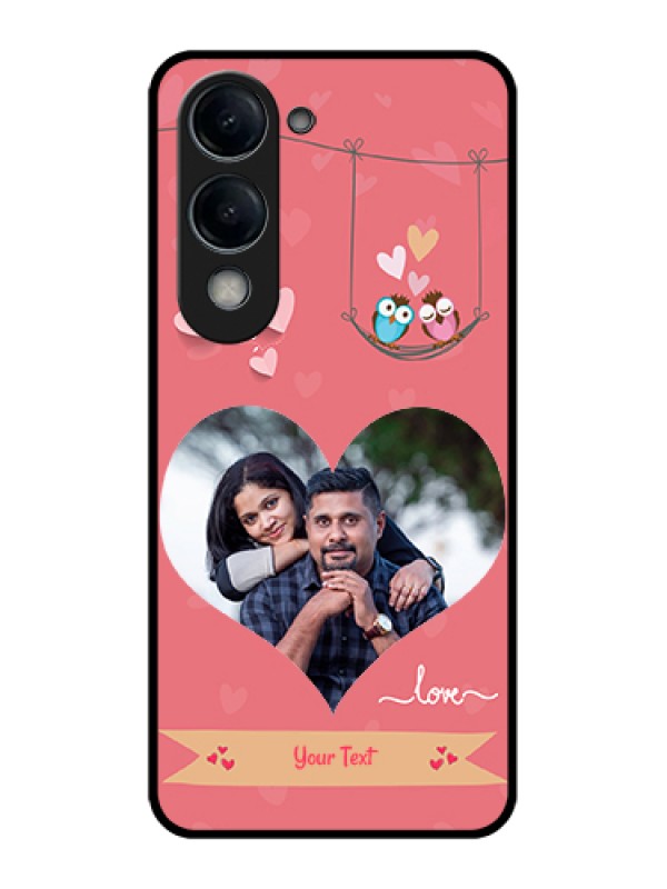 Custom Vivo Y19e Custom Glass Phone Case - Peach Color Love Design