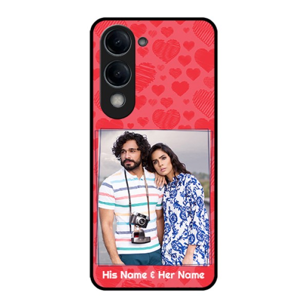 Vivo Y19e Custom Glass Phone Case - With Red Heart Symbols Design Vivo Y19e Custom Glass Phone Case - With Red Heart Symbols Design