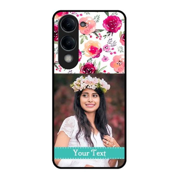 Vivo Y19e Custom Glass Phone Case - Water Colors Floral Design