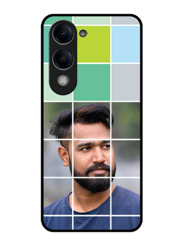 Custom Vivo Y19e Custom Glass Phone Case - With White Box Pattern