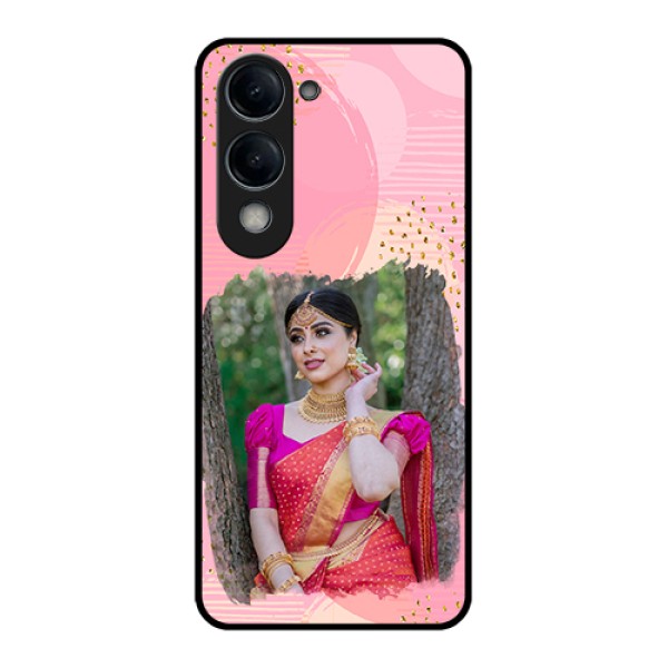 Vivo Y19e Custom Glass Phone Case - Gold Glitter Splash Design