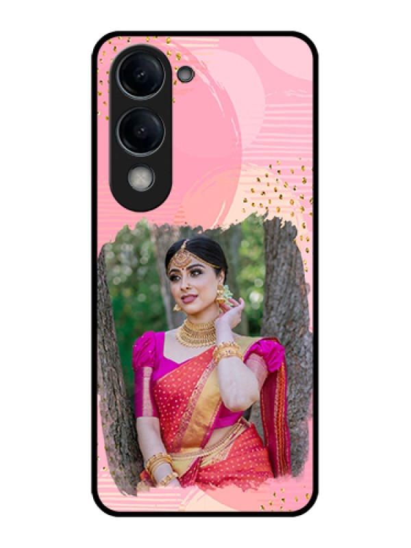 Custom Vivo Y19e Custom Glass Phone Case - Gold Glitter Splash Design