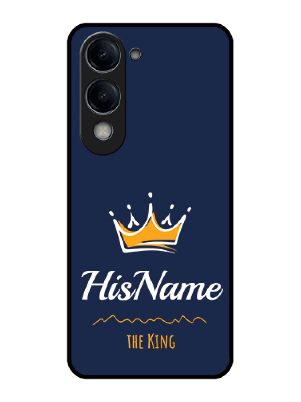 Custom Vivo Y19e Custom Glass Phone Case - King With Name Design