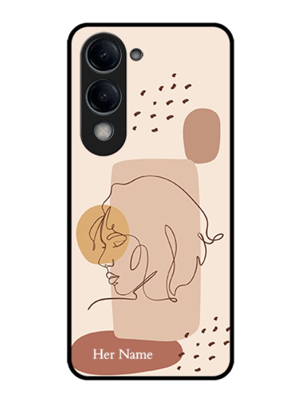 Custom Vivo Y19e Custom Glass Phone Case - Calm Woman Line Art Design
