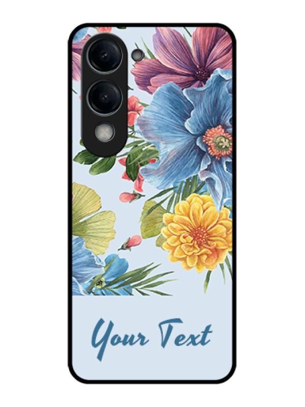 Custom Vivo Y19e Custom Glass Phone Case - Stunning Watercolored Flowers Painting Design