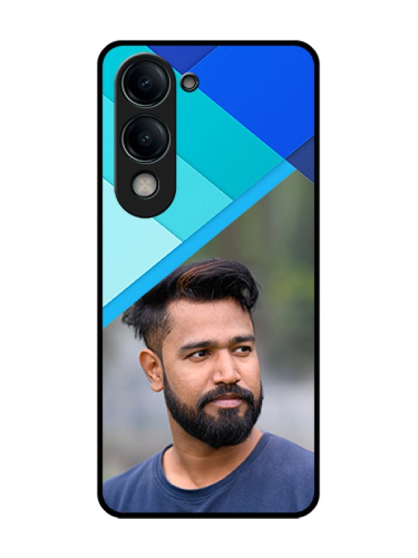 Custom Vivo Y19s 5G Custom Glass Phone Case - Blue Pattern Design