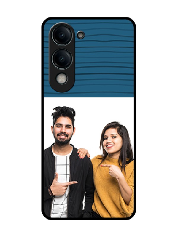 Custom Vivo Y19s 5G Custom Glass Phone Case - Blue Pattern Cover Design