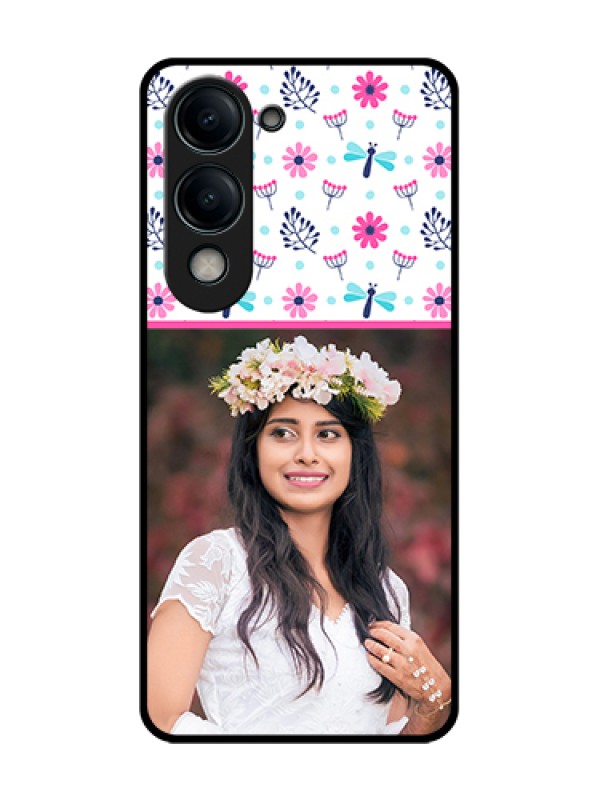 Custom Vivo Y19s 5G Custom Glass Phone Case - Colorful Flower Design