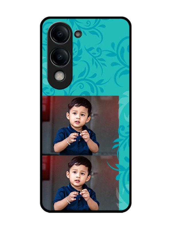 Custom Vivo Y19s 5G Custom Glass Phone Case - With Photo And Green Floral Design