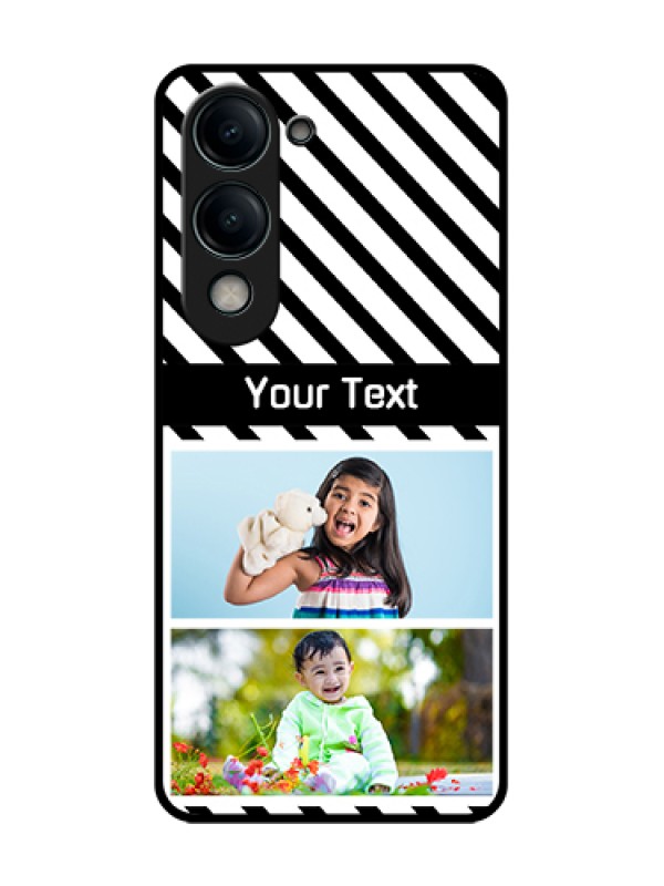 Custom Vivo Y19s 5G Custom Glass Phone Case - Black And White Stripes Design