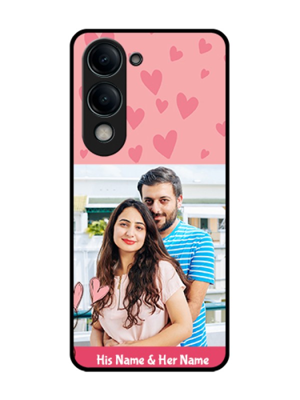 Custom Vivo Y19s 5G Custom Glass Phone Case - Love Design Peach Color