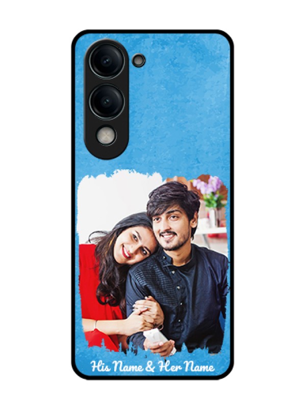 Custom Vivo Y19s 5G Custom Glass Phone Case - Blue Color Vintage Design