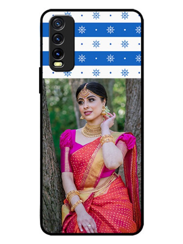 Custom Vivo Y20 Photo Printing on Glass Case  - Snow Pattern Design