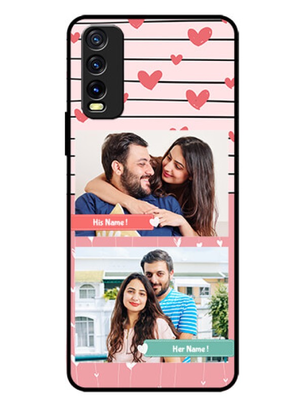 Custom Vivo Y20 Custom Glass Mobile Case  - Photo with Heart Design
