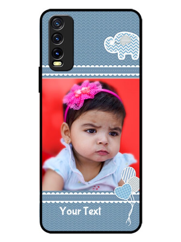 Custom Vivo Y20 Photo Printing on Glass Case  - with Kids Pattern Design