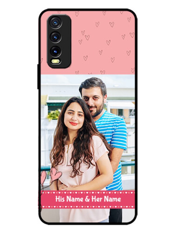 Custom Vivo Y20 Personalized Glass Phone Case  - Love Design Peach Color