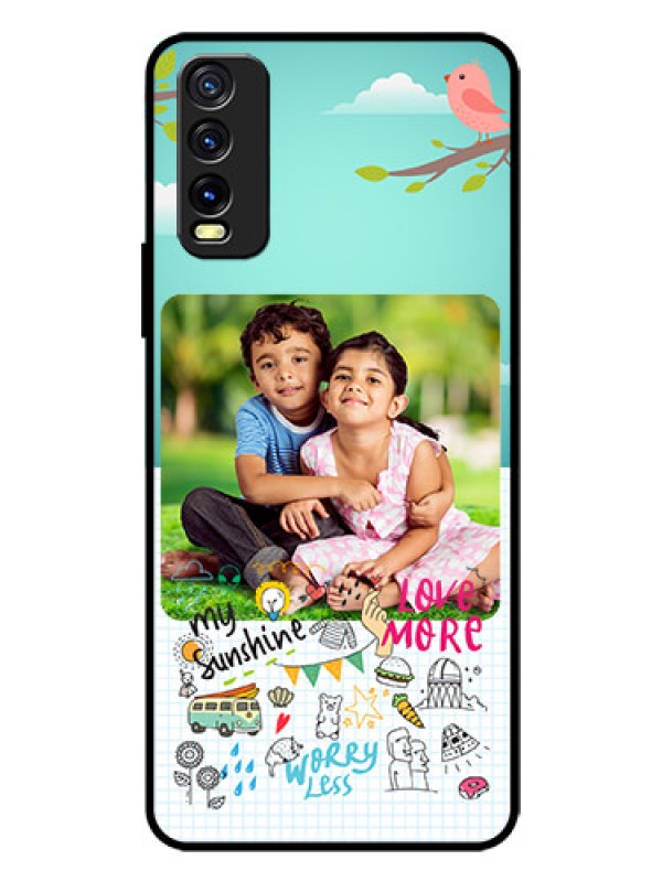 Custom Vivo Y20 Photo Printing on Glass Case  - Doodle love Design