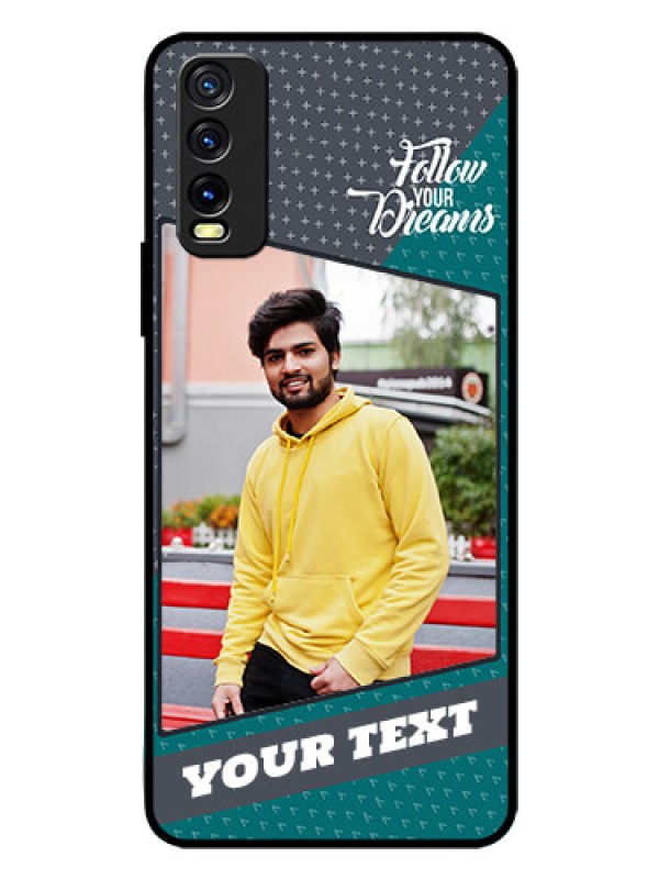 Custom Vivo Y20 Personalized Glass Phone Case  - Background Pattern Design with Quote