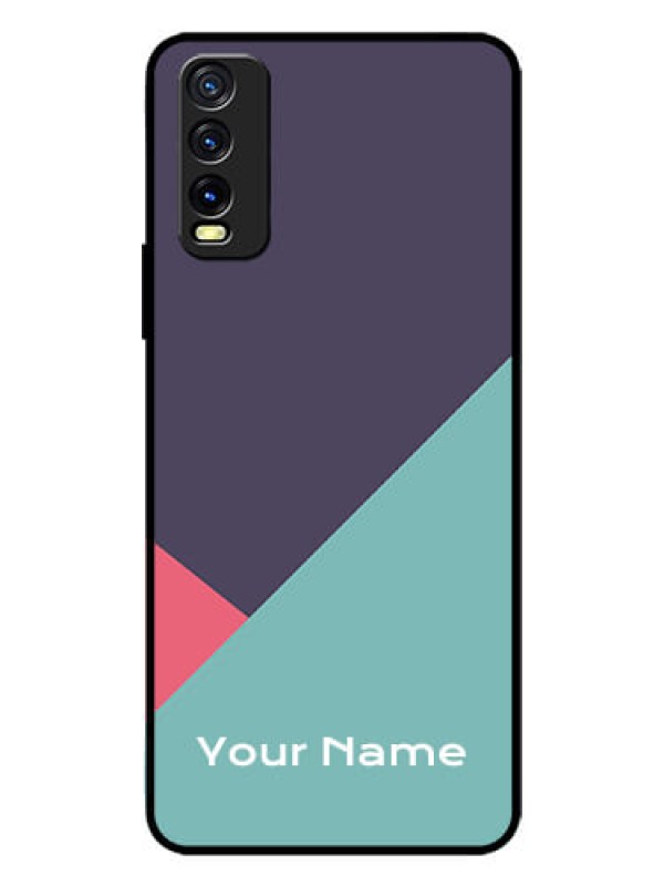 Custom Vivo Y20 Custom Glass Mobile Case - Tri Color abstract Design